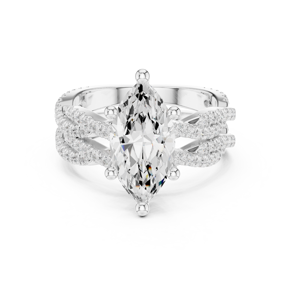 Marquise Cut Diamond Triple Pavé Engagement Ring — Jewelix Atelier