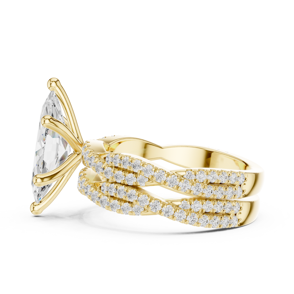 3.23 CT Marquise Cut Diamond Triple Pavé Engagement Ring