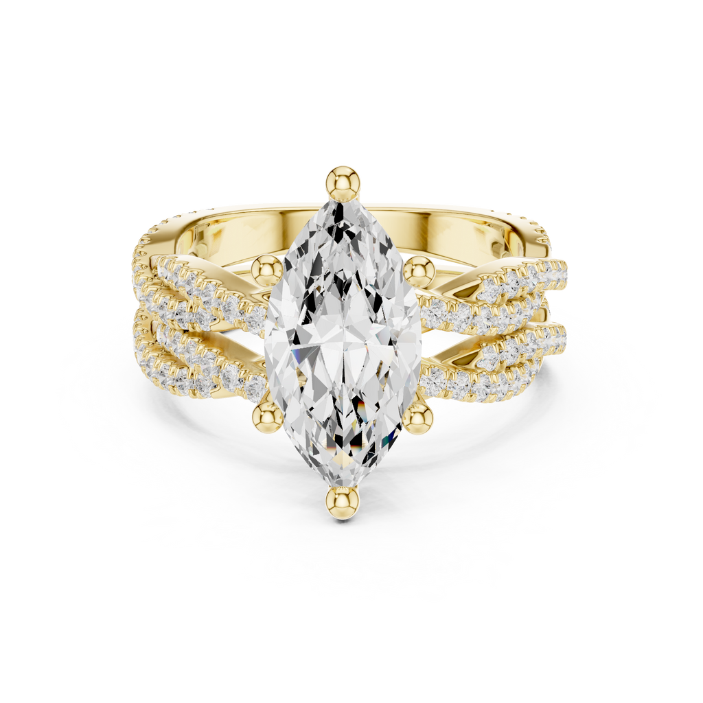 3.23 CT Marquise Cut Diamond Triple Pavé Engagement Ring