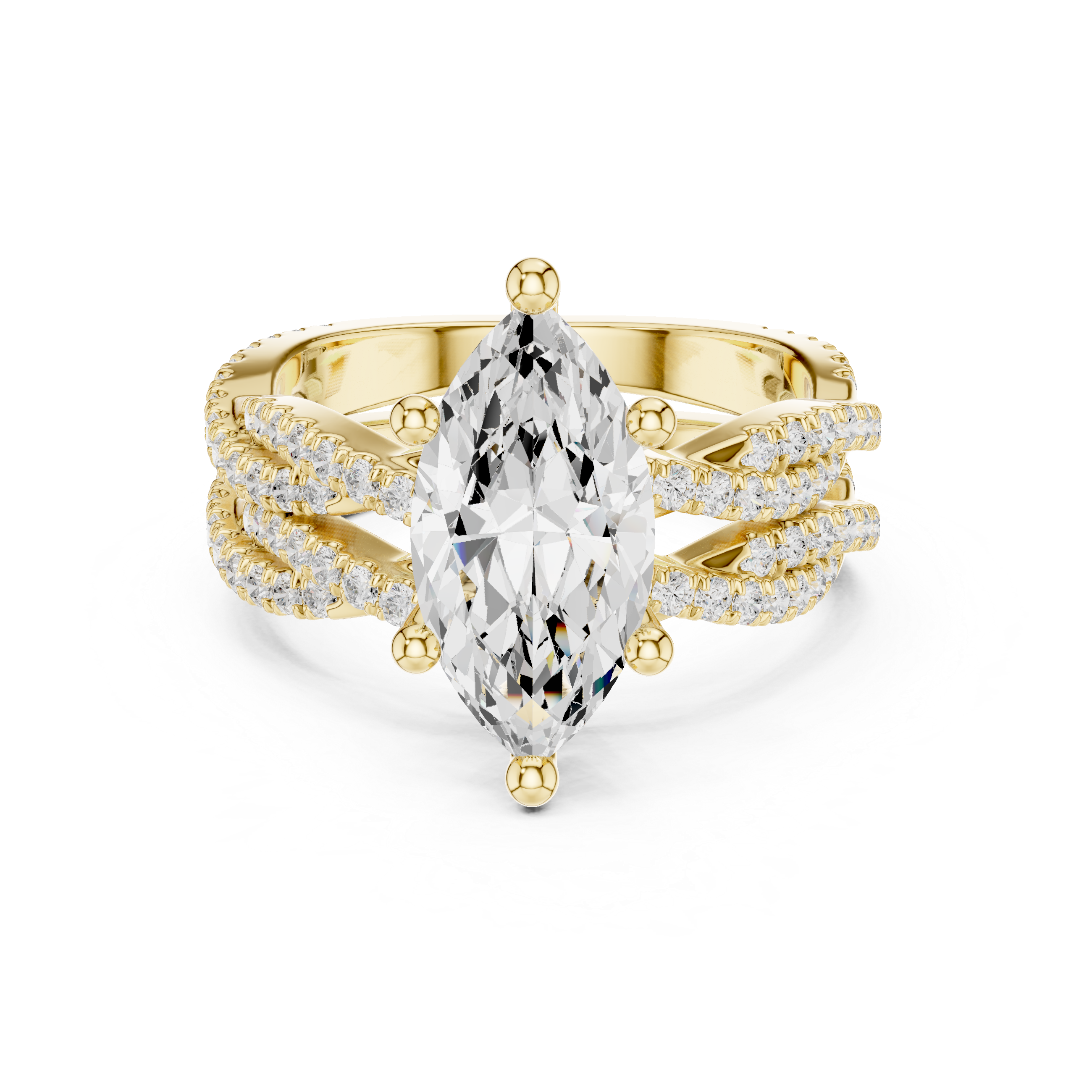 3.23 CT Marquise Cut Diamond Triple Pavé Engagement Ring