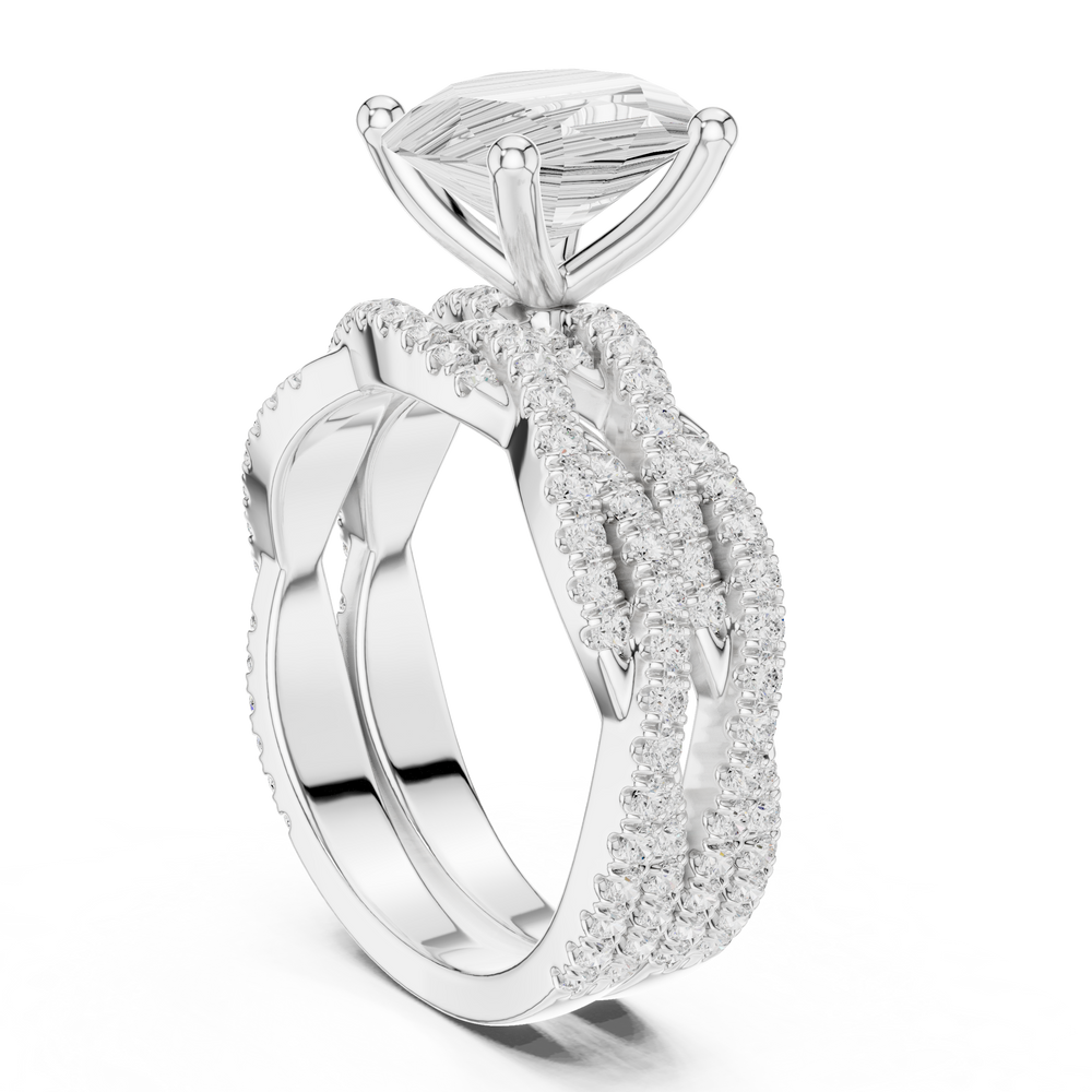 3.23 CT Oval Cut Diamond Triple Pavé Engagement Ring