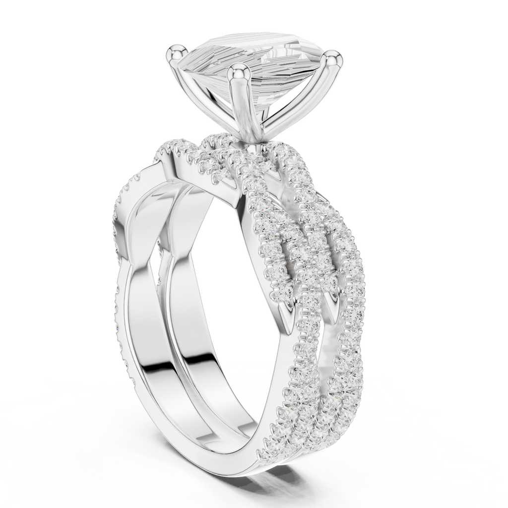 3.23 CT Oval Cut Diamond Triple Pavé Engagement Ring