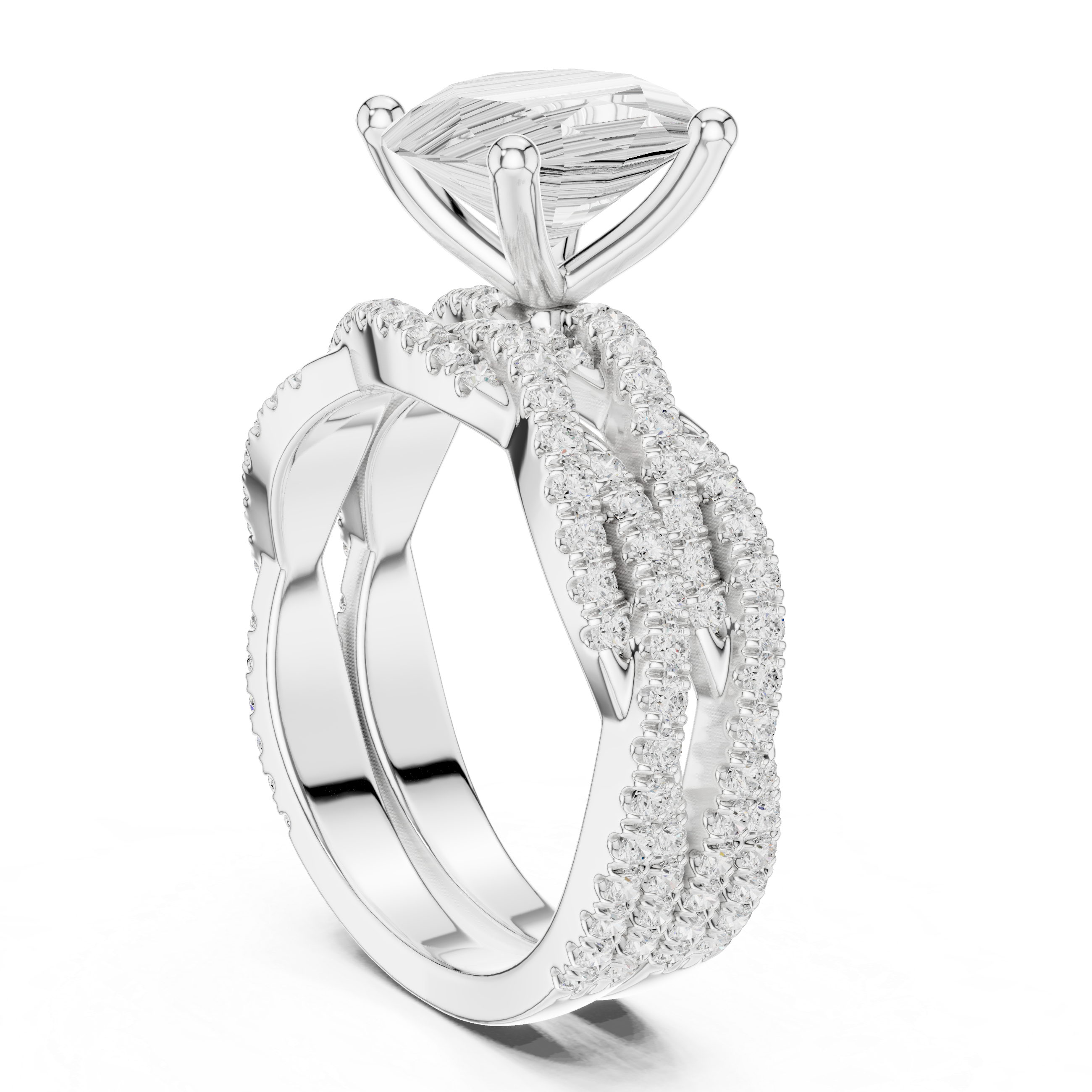 3.23 CT Oval Cut Diamond Triple Pavé Engagement Ring