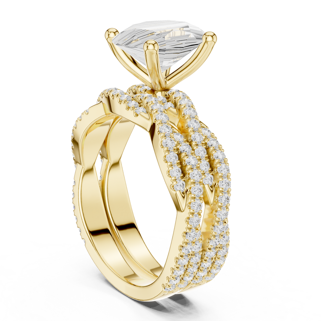 3.23 CT Oval Cut Diamond Triple Pavé Engagement Ring