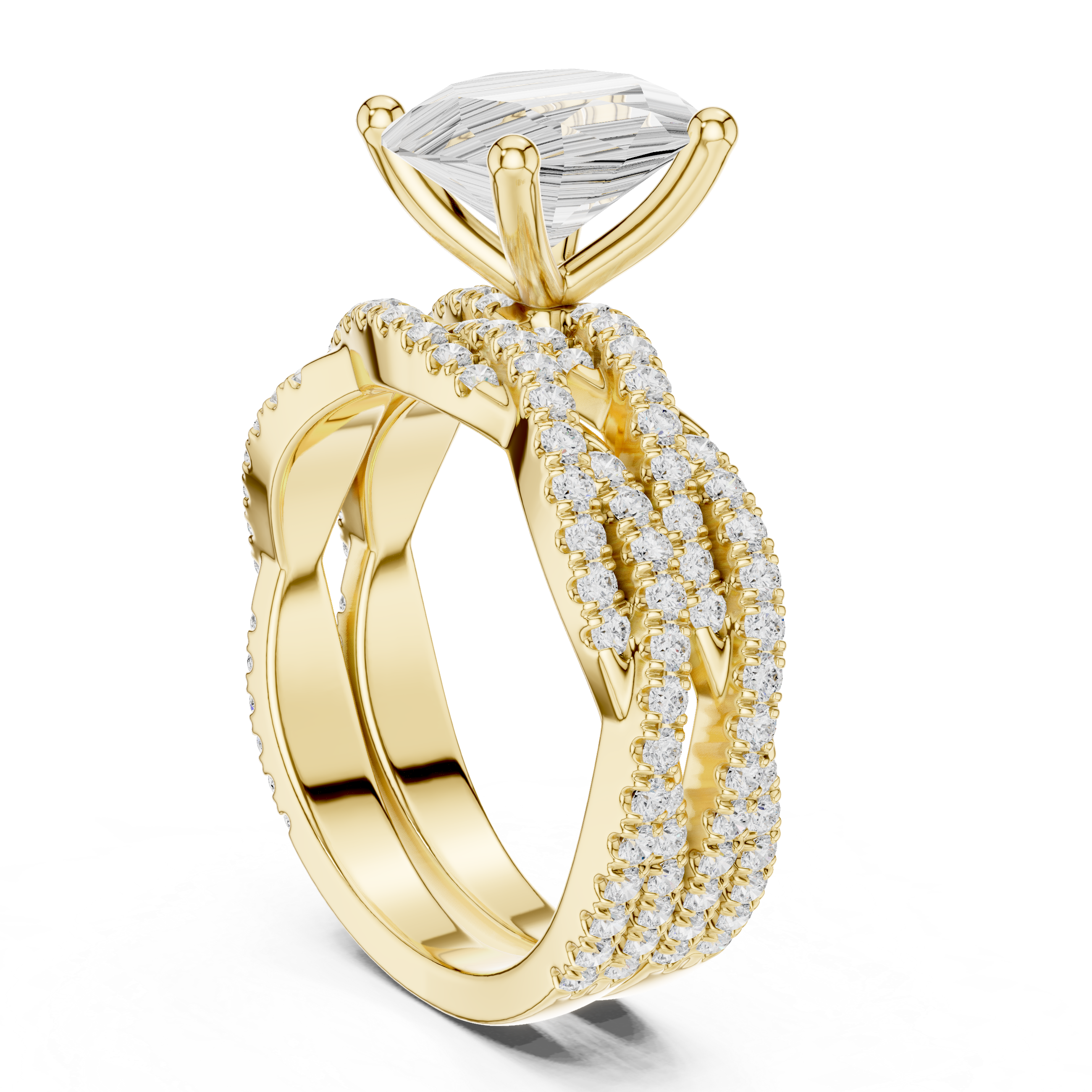 3.23 CT Oval Cut Diamond Triple Pavé Engagement Ring