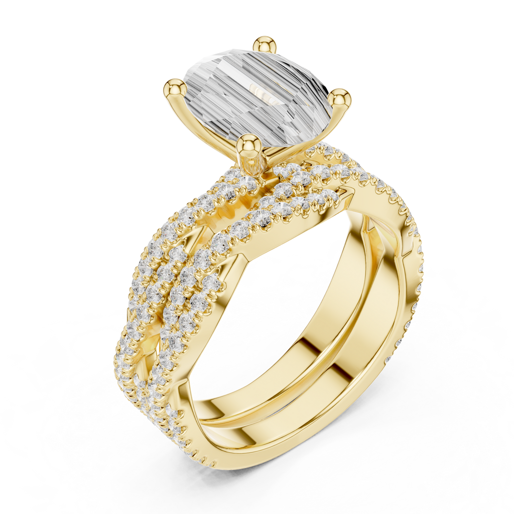 3.23 CT Oval Cut Diamond Triple Pavé Engagement Ring