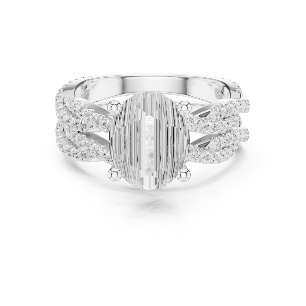 3.23 CT Oval Cut Diamond Triple Pavé Engagement Ring