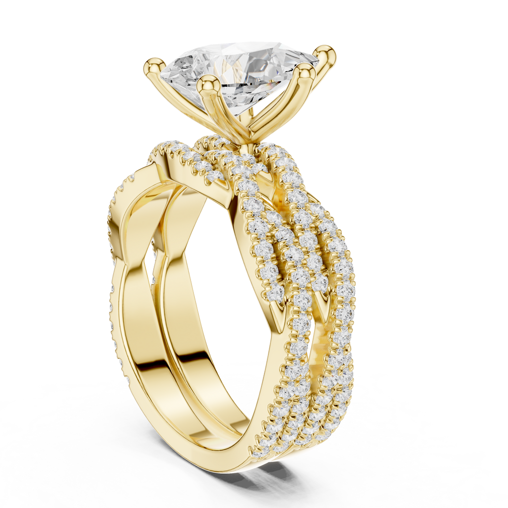3.23 CT Pear Cut Diamond Triple Pavé Engagement Ring