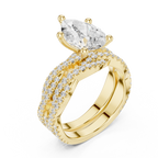 3.23 CT Pear Cut Diamond Triple Pavé Engagement Ring