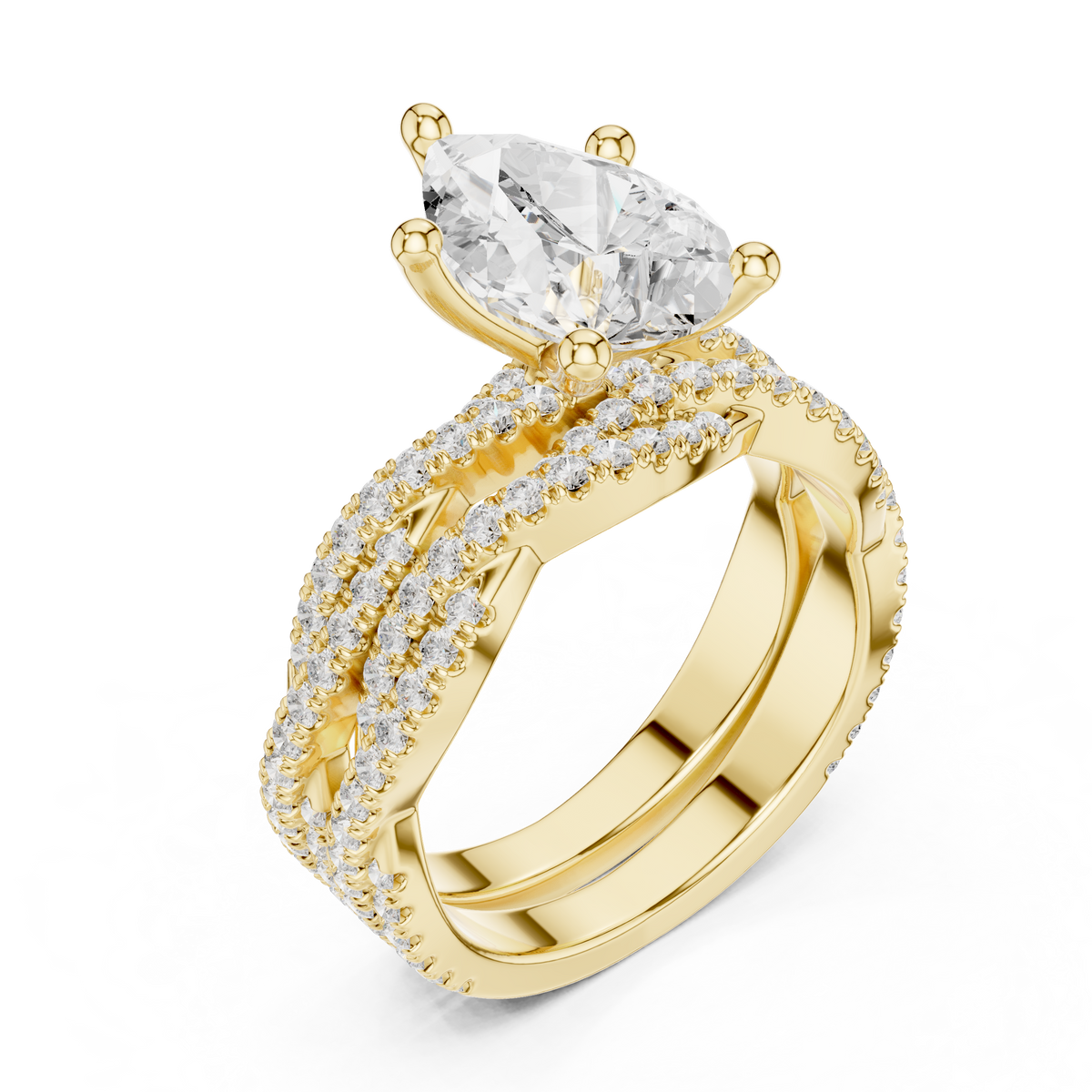 Pear Cut Diamond Triple Pavé Engagement Ring – view 13 of 15, lab grown diamond ring | Jewelix Atelier