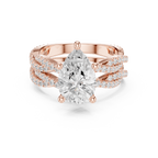 3.23 CT Pear Cut Diamond Triple Pavé Engagement Ring