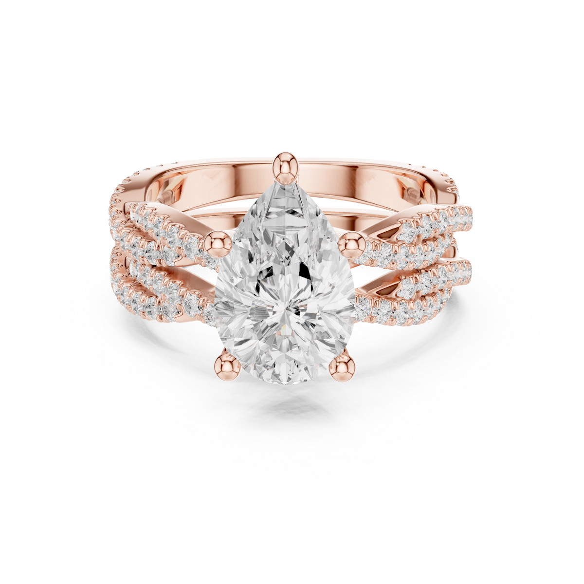 Pear Cut Diamond Triple Pavé Engagement Ring – view 6 of 15, lab grown diamond ring | Jewelix Atelier