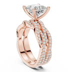 3.23 CT Princess Cut Triple Pavé Diamond Engagement Ring