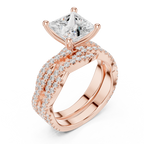 3.23 CT Princess Cut Triple Pavé Diamond Engagement Ring