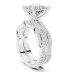 3.23 CT Princess Cut Triple Pavé Diamond Engagement Ring