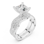 3.23 CT Princess Cut Triple Pavé Diamond Engagement Ring
