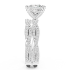 3.23 CT Princess Cut Triple Pavé Diamond Engagement Ring
