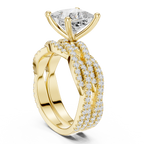 3.23 CT Princess Cut Triple Pavé Diamond Engagement Ring