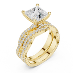 3.23 CT Princess Cut Triple Pavé Diamond Engagement Ring