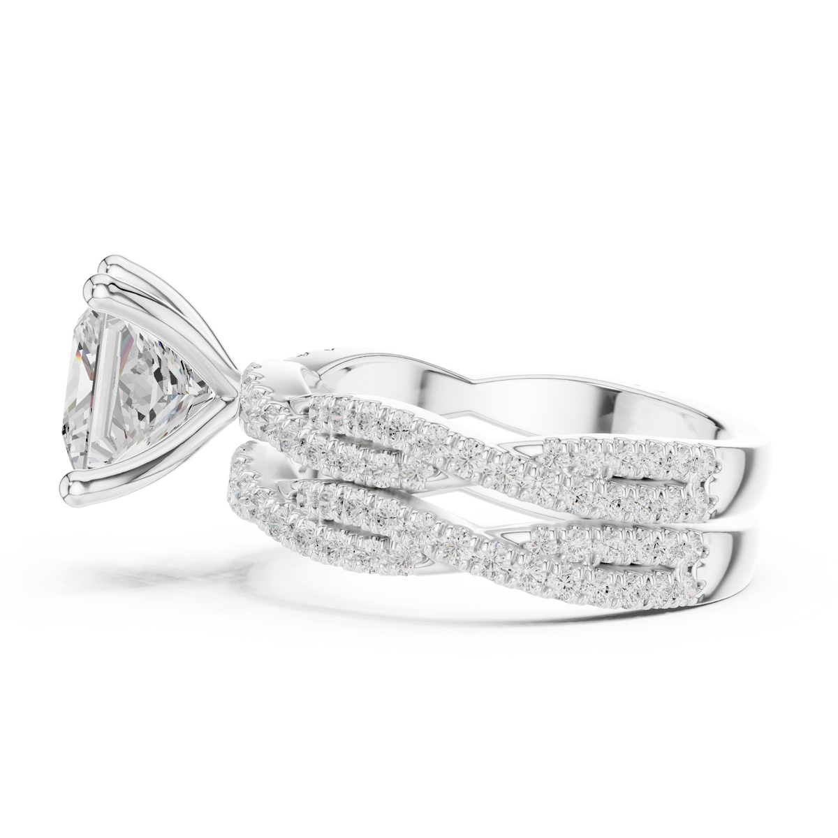 Princess Cut Triple Pavé Diamond Engagement Ring – view 5 of 15, lab grown diamond ring | Jewelix Atelier