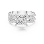3.23 CT Princess Cut Triple Pavé Diamond Engagement Ring