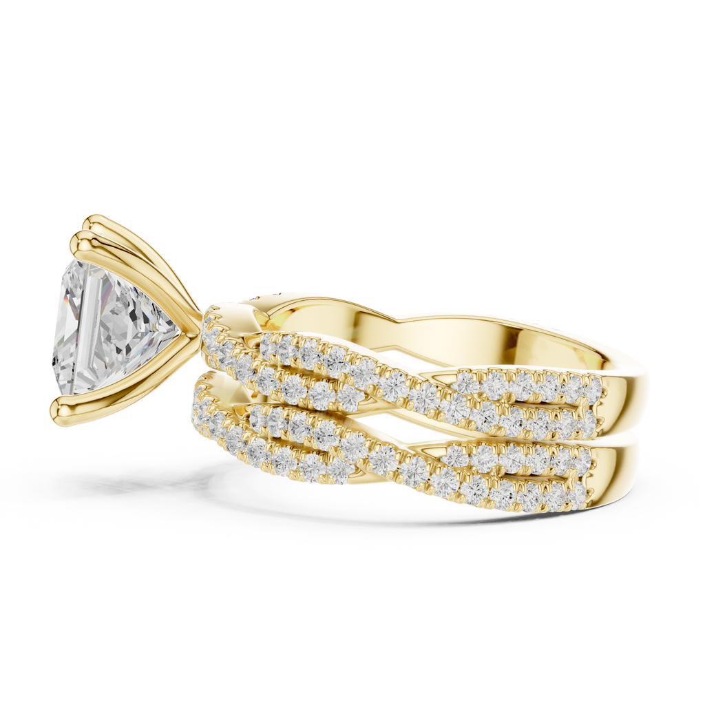 3.23 CT Princess Cut Triple Pavé Diamond Engagement Ring