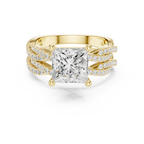 3.23 CT Princess Cut Triple Pavé Diamond Engagement Ring