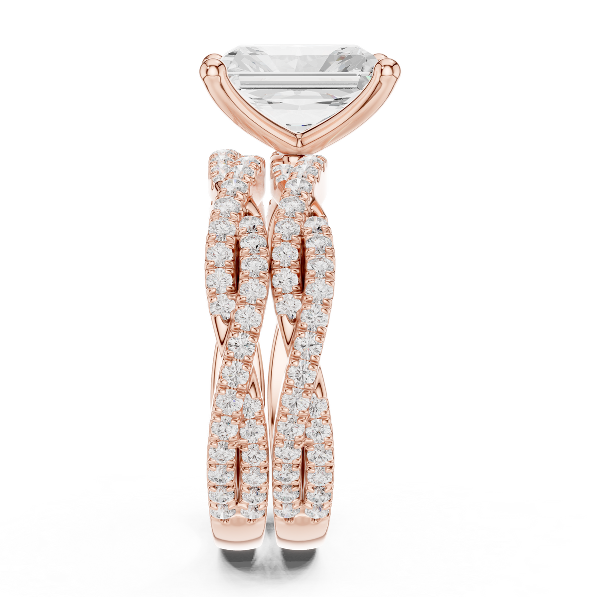 Radiant Cut Triple Pavé Diamond Engagement Ring – view 9 of 15, lab grown diamond ring | Jewelix Atelier