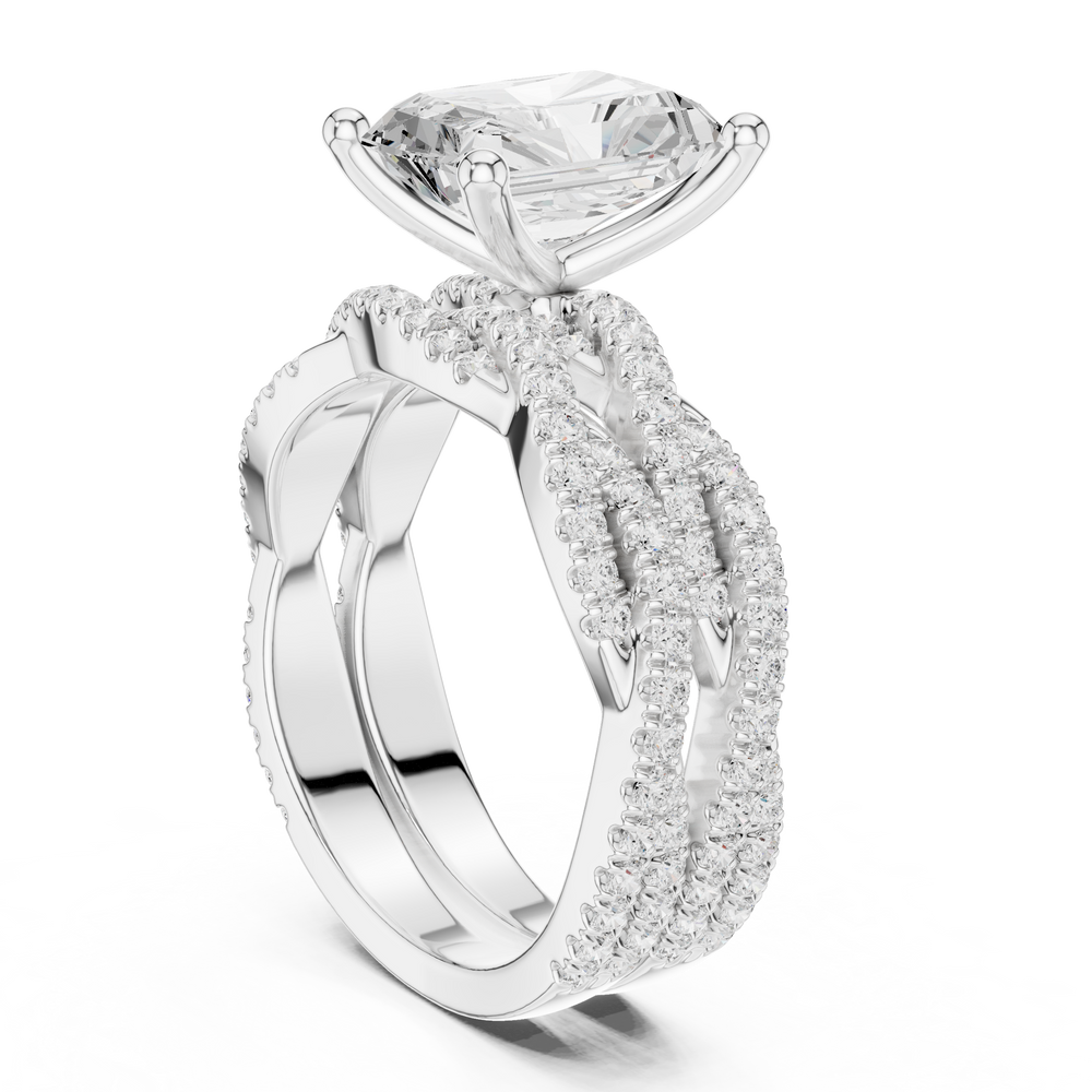 3.23 CT Radiant Cut Triple Pavé Diamond Engagement Ring