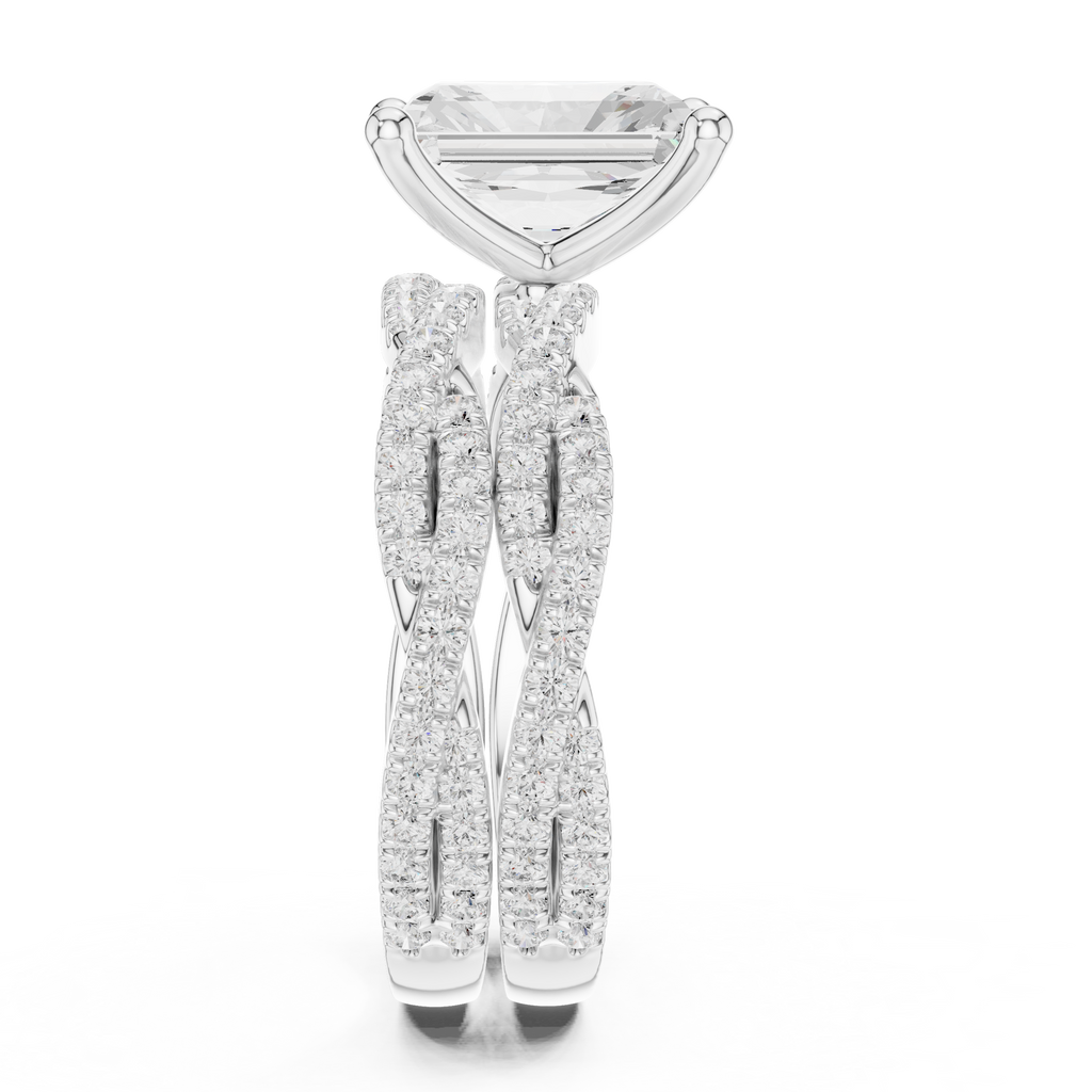 3.23 CT Radiant Cut Triple Pavé Diamond Engagement Ring