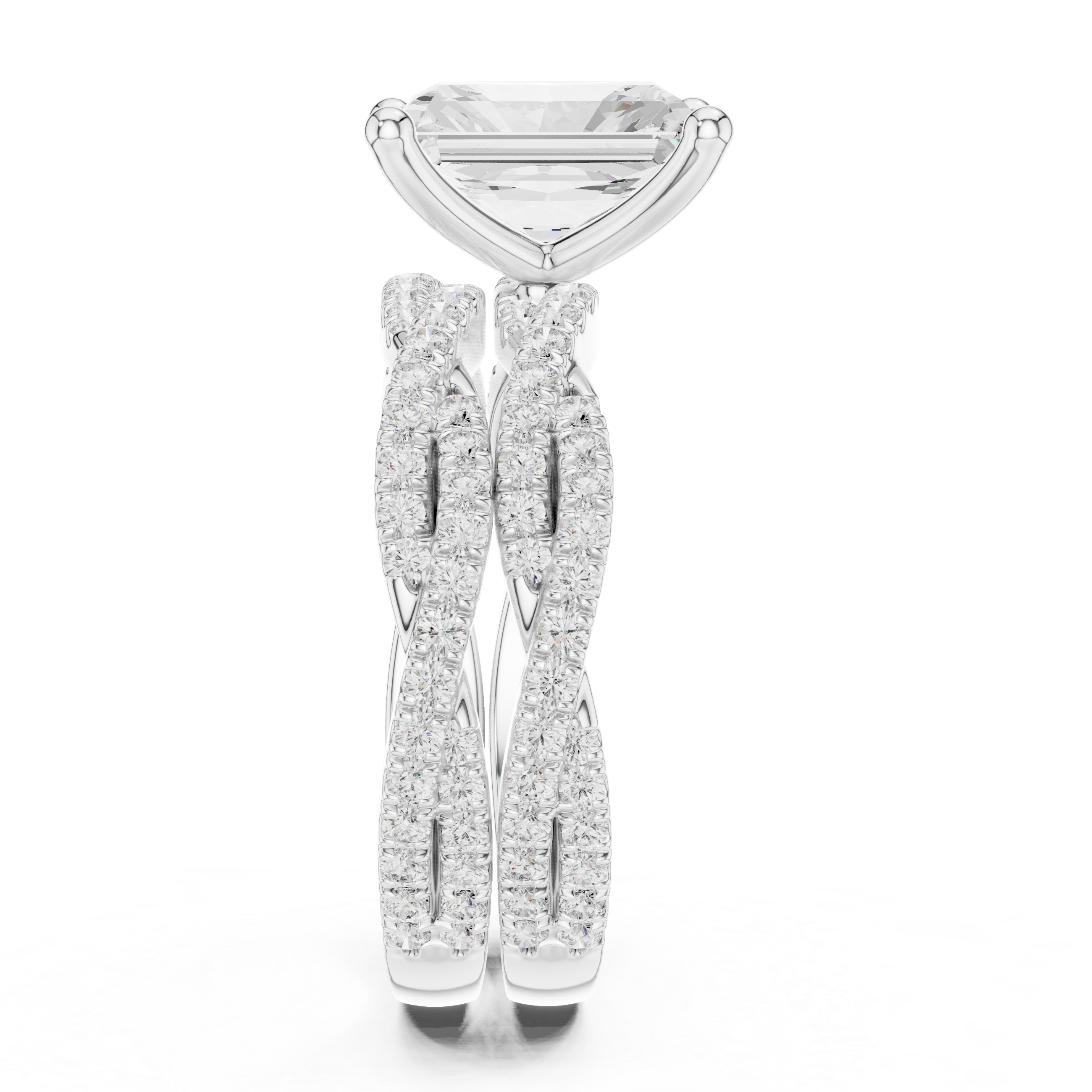 3.23 CT Radiant Cut Triple Pavé Diamond Engagement Ring