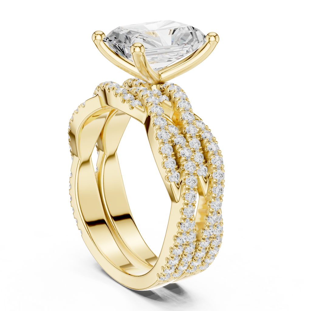 3.23 CT Radiant Cut Triple Pavé Diamond Engagement Ring