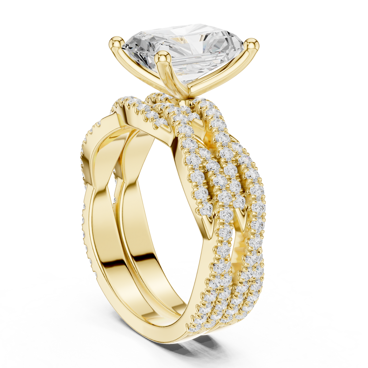 Radiant Cut Triple Pavé Diamond Engagement Ring – view 12 of 15, lab grown diamond ring | Jewelix Atelier