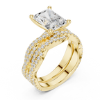 3.23 CT Radiant Cut Triple Pavé Diamond Engagement Ring