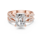 3.23 CT Radiant Cut Triple Pavé Diamond Engagement Ring