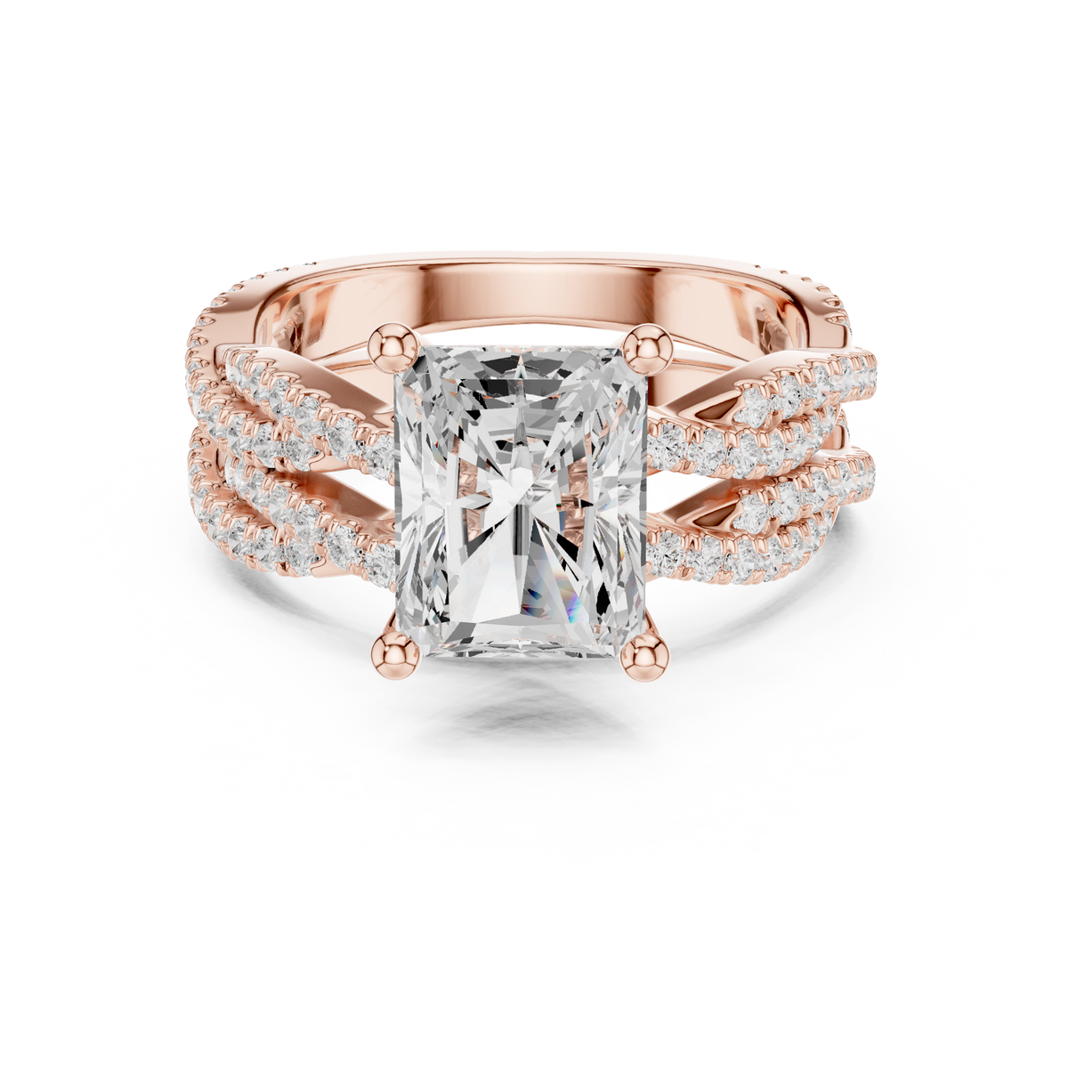 Radiant Cut Triple Pavé Diamond Engagement Ring – view 6 of 15, lab grown diamond ring | Jewelix Atelier