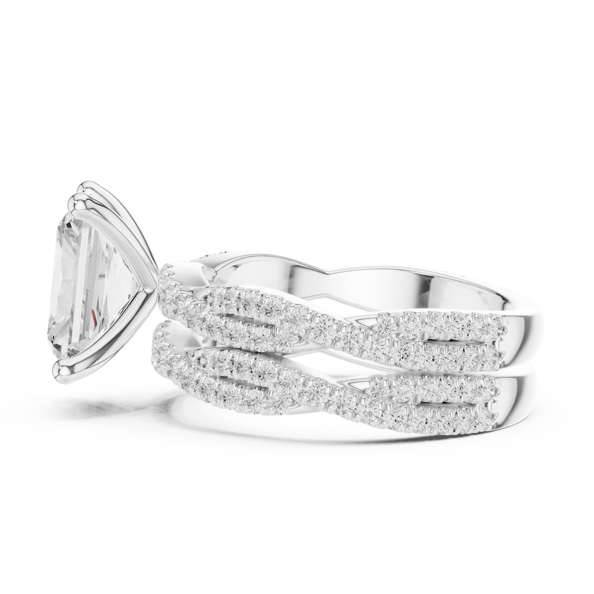 Radiant Cut Triple Pavé Diamond Engagement Ring – view 5 of 15, lab grown diamond ring | Jewelix Atelier