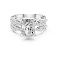 3.23 CT Radiant Cut Triple Pavé Diamond Engagement Ring