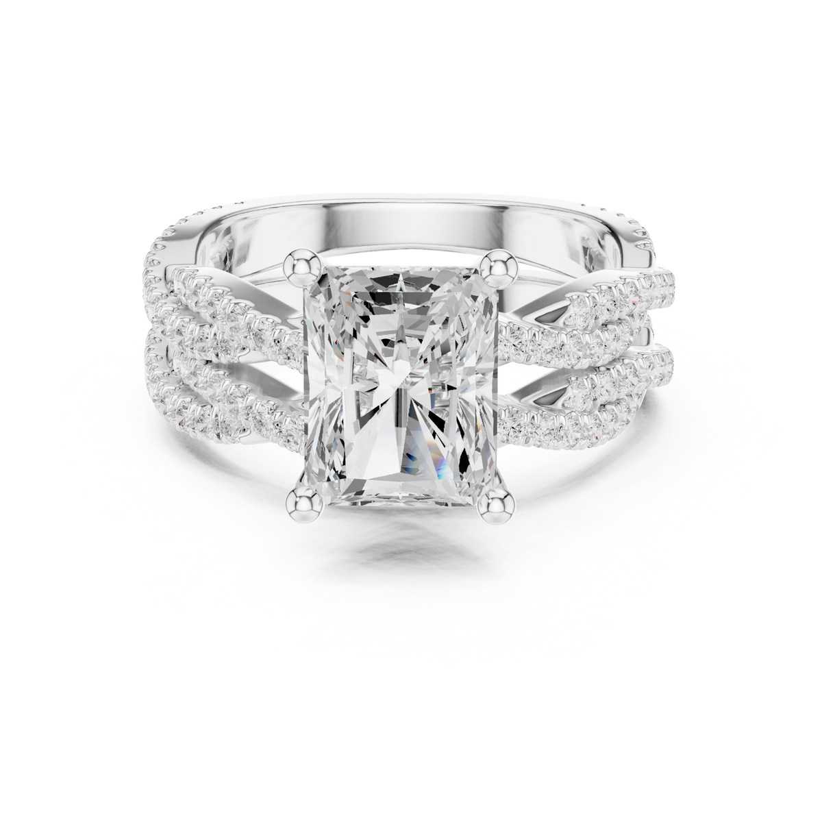 Radiant Cut Triple Pavé Diamond Engagement Ring — Jewelix Atelier