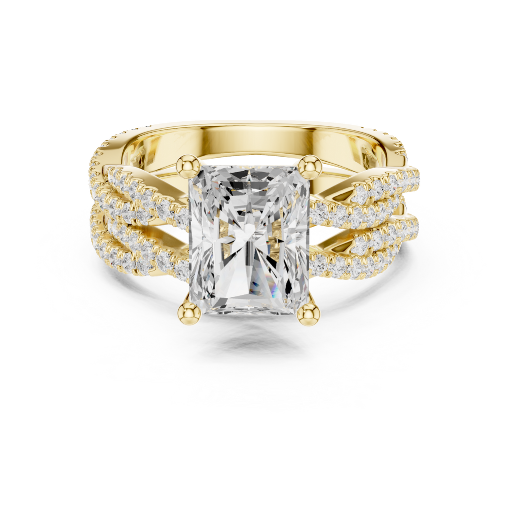 3.23 CT Radiant Cut Triple Pavé Diamond Engagement Ring