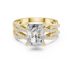 3.23 CT Radiant Cut Triple Pavé Diamond Engagement Ring