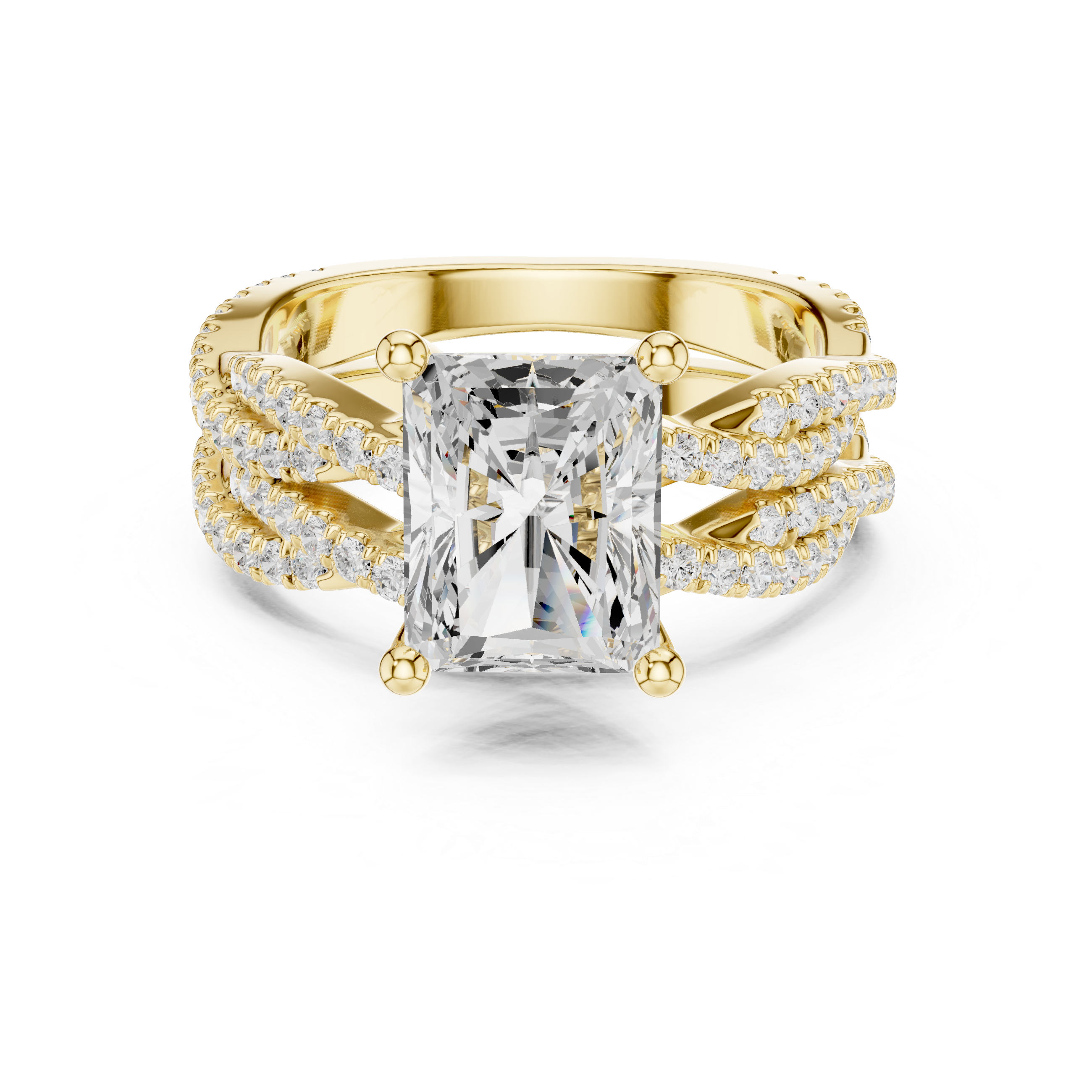 3.23 CT Radiant Cut Triple Pavé Diamond Engagement Ring