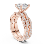 3.23 CT Round Cut Triple Pavé Diamond Engagement Ring