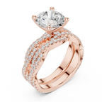 3.23 CT Round Cut Triple Pavé Diamond Engagement Ring