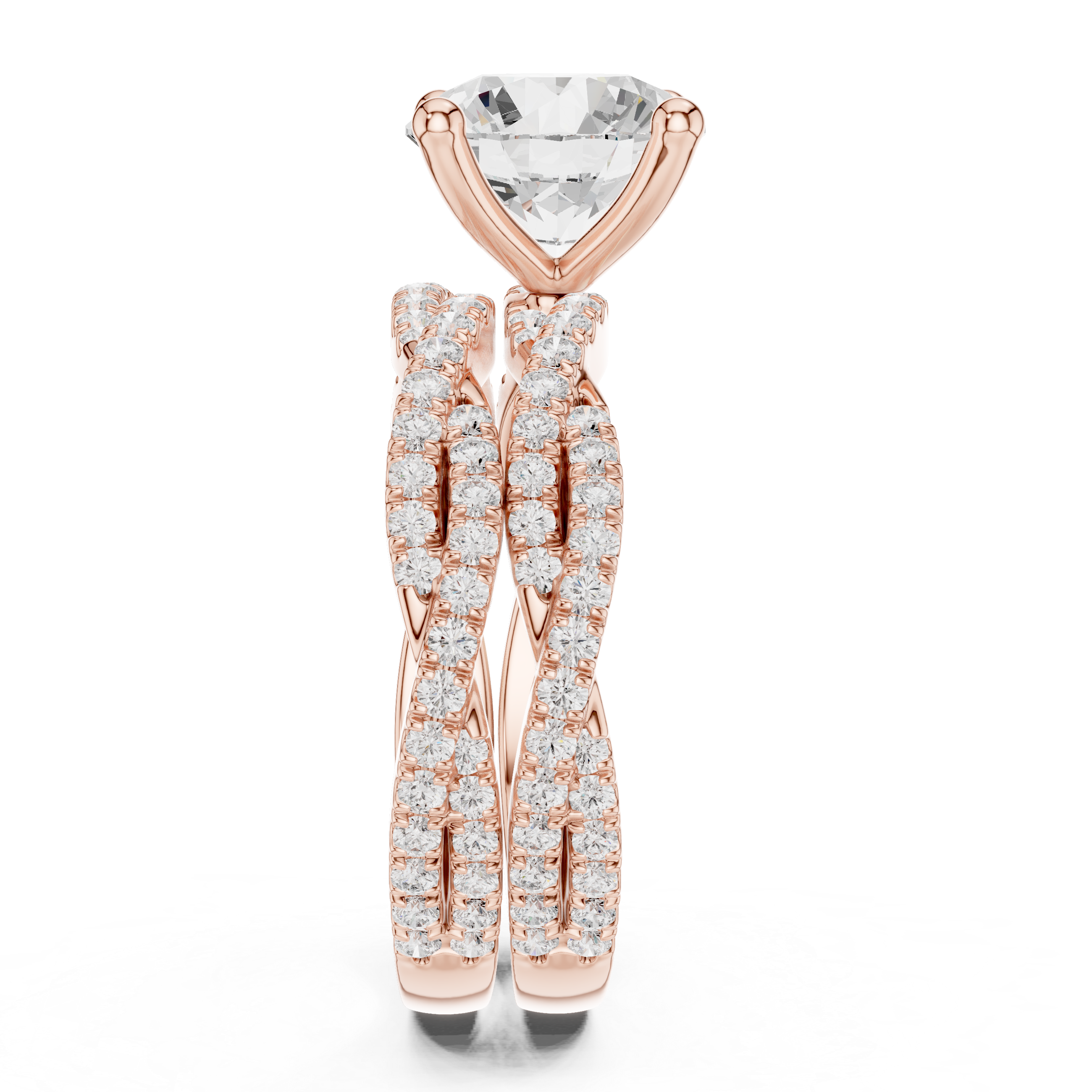 3.23 CT Round Cut Triple Pavé Diamond Engagement Ring