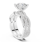 3.23 CT Round Cut Triple Pavé Diamond Engagement Ring