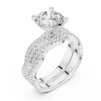 3.23 CT Round Cut Triple Pavé Diamond Engagement Ring