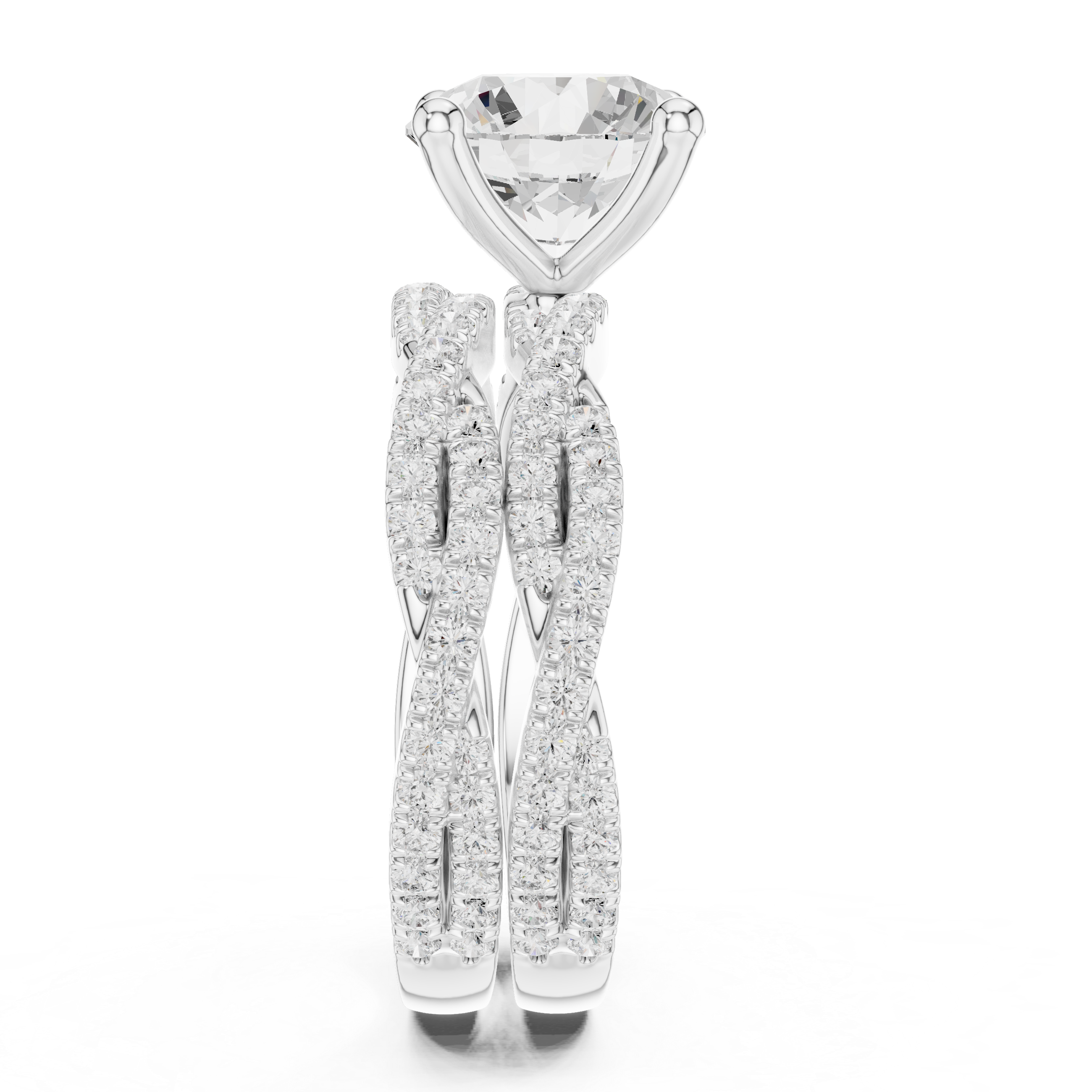 3.23 CT Round Cut Triple Pavé Diamond Engagement Ring