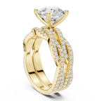 3.23 CT Round Cut Triple Pavé Diamond Engagement Ring