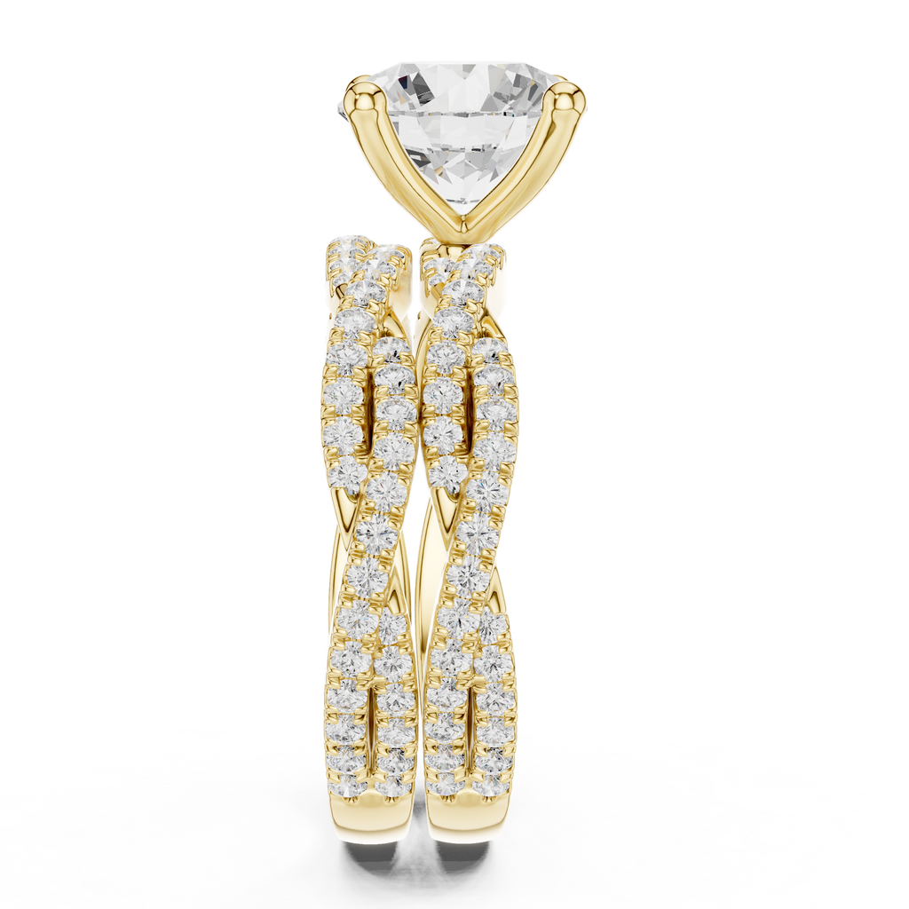 3.23 CT Round Cut Triple Pavé Diamond Engagement Ring